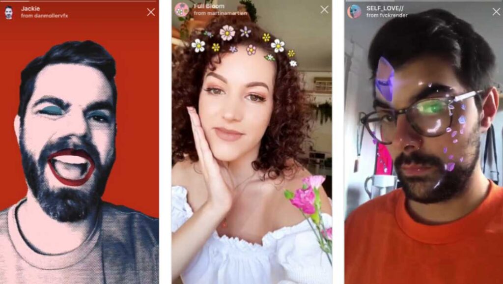 Instagram filtresi kullanan 3 insan